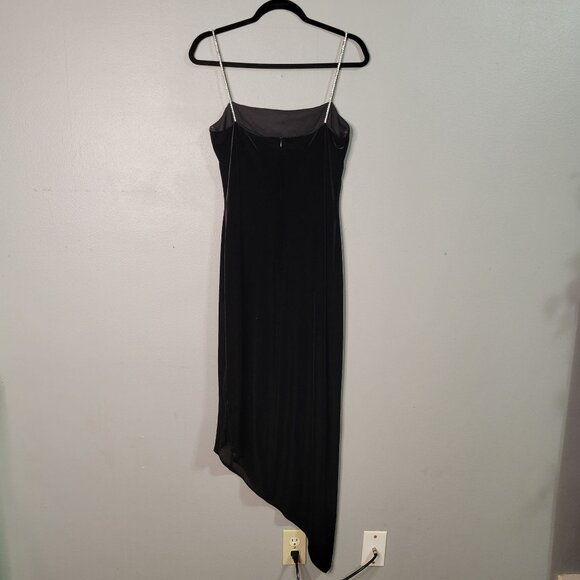 Vintage Y2K 90s Women's sz 12 Black Velvet Slip Dress Evening Gown Whimsygoth Rh - Picture 3 of 8